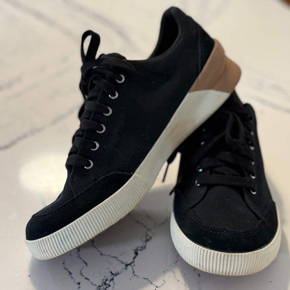 Sorel Black Canvas Sneakers with White and Tan Sole